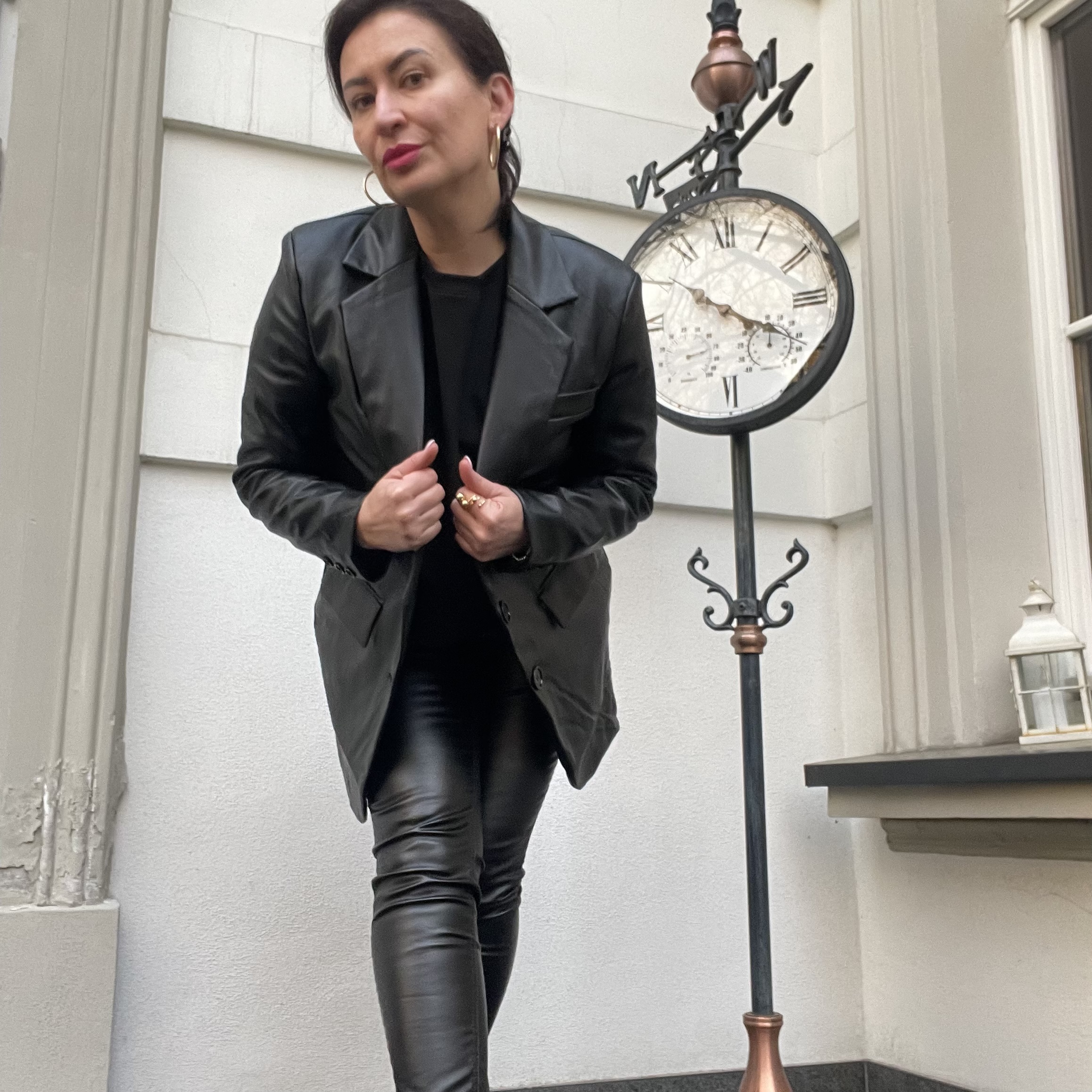leather like look; total black look; bonprix leather blazer; bonprix leather pants; spring look with bonprix; bonprixitsme; skórzany żakiet bonprix; skórzane spodnie bonprix; bonprixbloggers;,